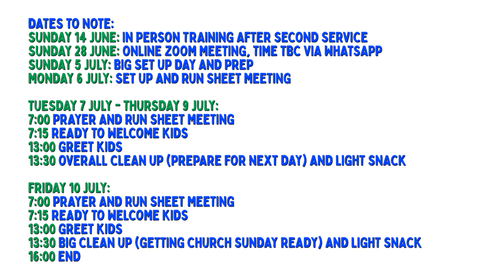 RLC Church Krugersdorp HOLIDAY CLUB 2026 5 1